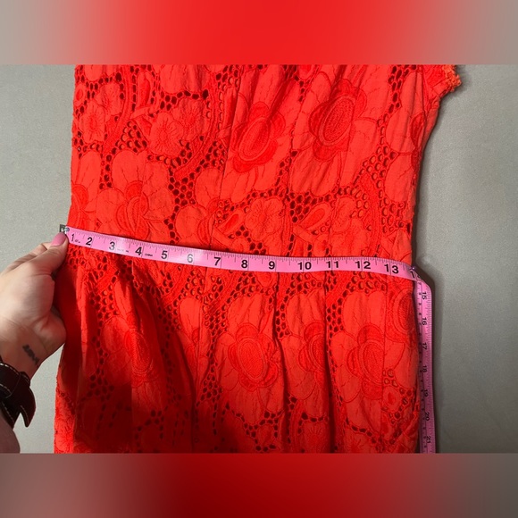 Nanette Lepore Vamos Floral Eyelet Dress RARE orange tomato red - Picture 5 of 8